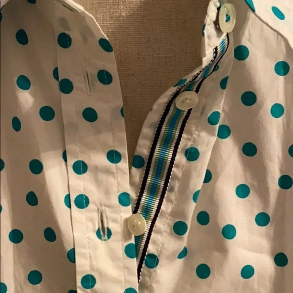 Talbots Petites Cotton Dot Button Up Blouse Small - Picture 7 of 10